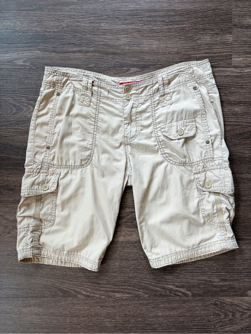 Unionbay Khaki Cargo Shorts Size 11 | 100% Cotton Utility Hiking Safari Y2K